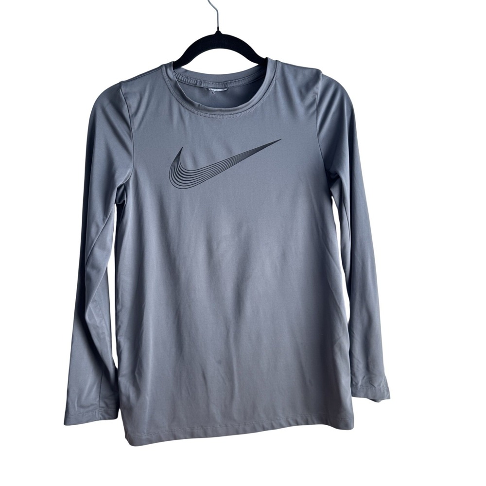 Nike Dri-FIT Long Sleeve  Shirt Gray Youth Large (Estimated - See Measurements)